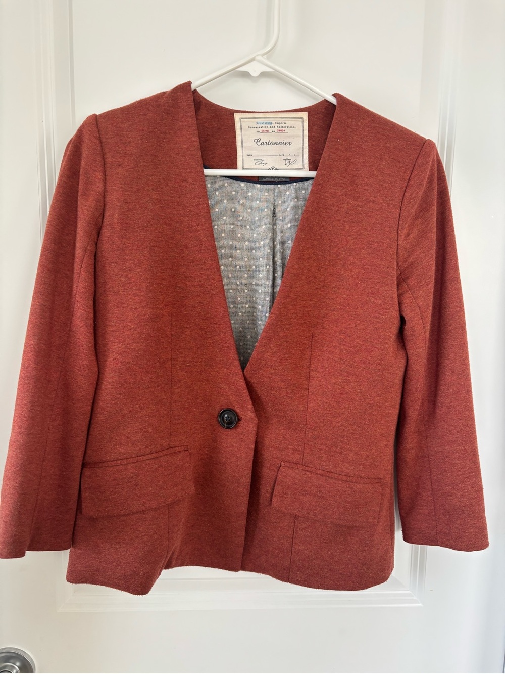 Anthropologie Cartonnier Rust-Orange Single-Button Blazer Jacket